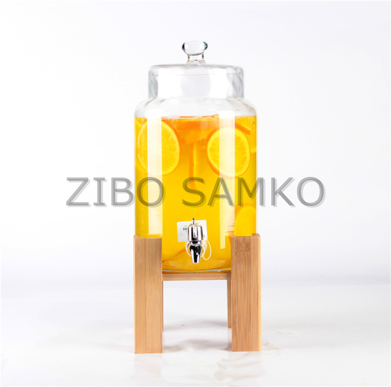 Beverage dispenser with wooden base