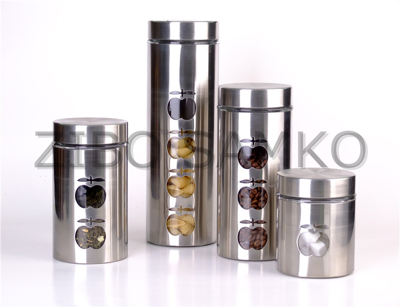 Glass Storage Jar With 4 Stainless Steel