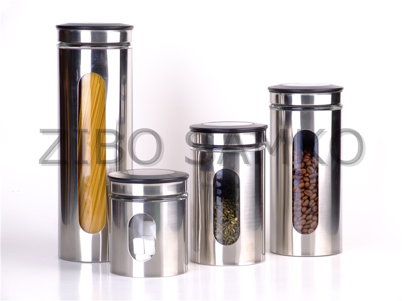 Glass Storage Jar With Stainless Coating