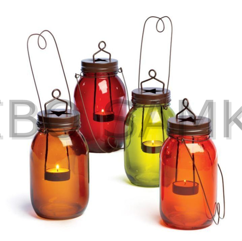 Mason jar with metal t-light holder